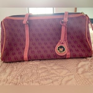 Y2K vintage Dooney & Bourkey monogram canvas shoulder bag with leather straps